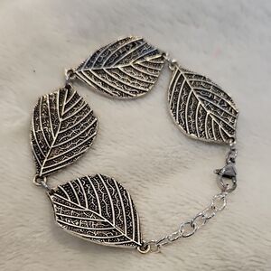 Intricate Silver Leaf Bracelet
